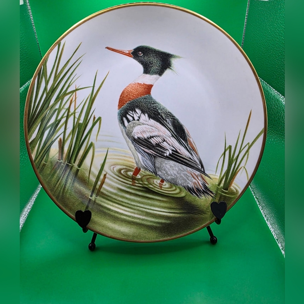 Decorative Plate with Duck DesignRed Breasted Merganser Bird Decorative Plate
